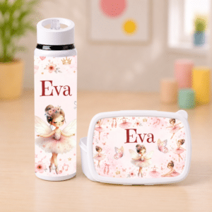 Set Personalizat Balerina, Caserolă și Bidon Apă cu Pai