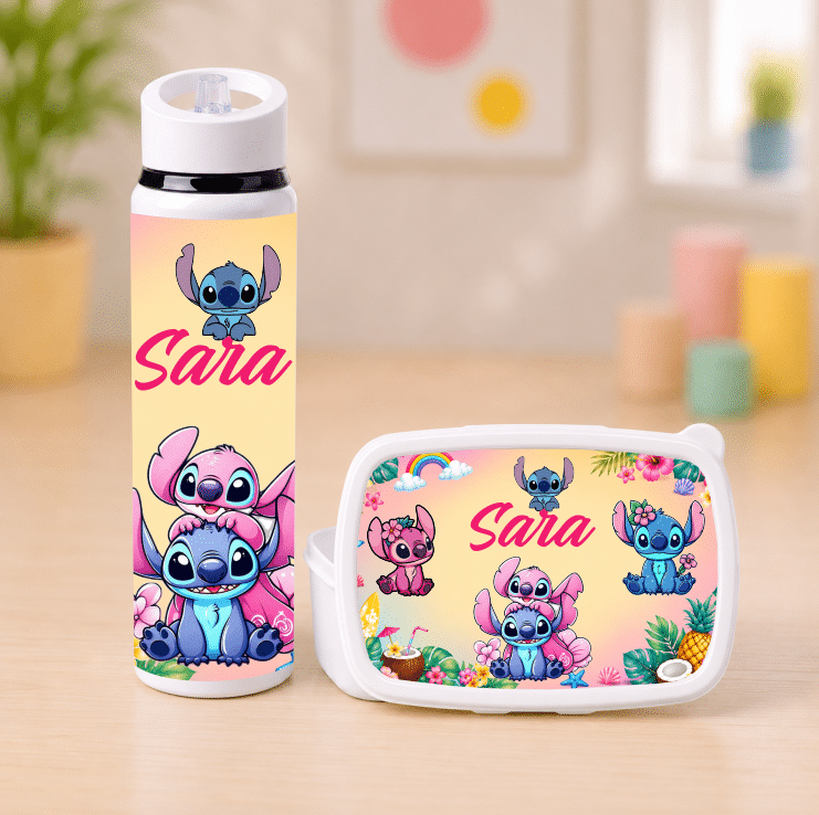 Bidon pentru Apă cu Pai Personalizat Stitch & Angel, 700 ml - imagine 4