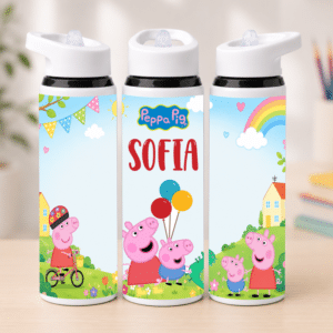 Bidon pentru Apă cu Pai Personalizat Peppa Pig, 700 ml