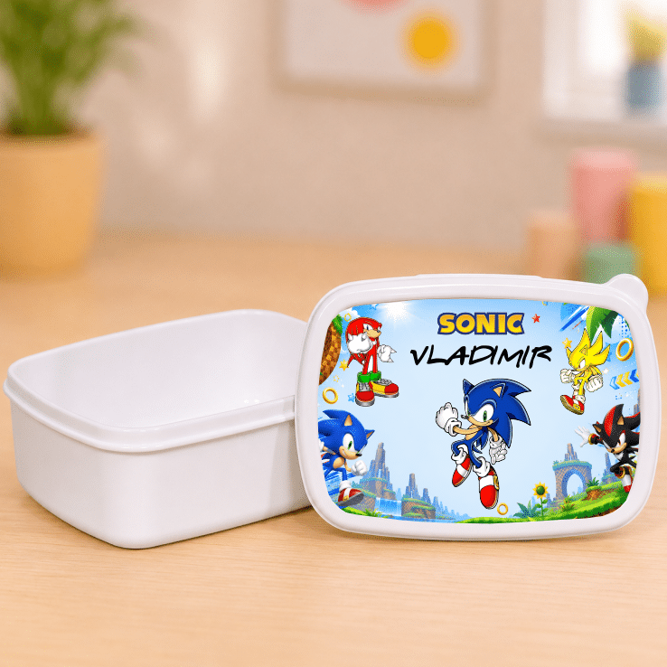 Set Personalizat Sonic, Caserolă și Bidon Apă cu Pai - imagine 2