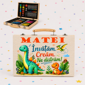 Set Creativ de Colorat Personalizat Dino, Set de Colorat 66 Piese