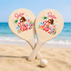 Alternative view of Set de Plajă Personalizat Copii Summer Flamingo – Rucsac, Sticlă Reutilizabilă și Rachete de Plajă