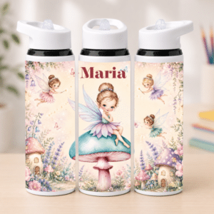 Bidon pentru Apă cu Pai Personalizat Cute Fairy, 700 ml