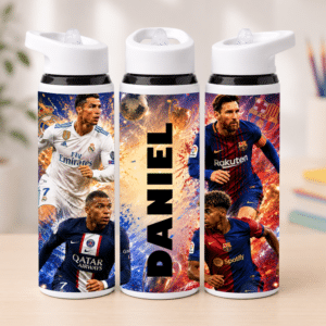 bidon metalic apa cu pai personalizat tematica fotbal