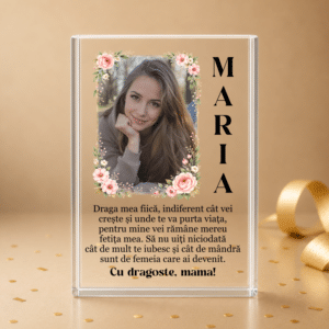 Trofeu Sticlă Personalizat, Cadou pentru Fiica de la Mama