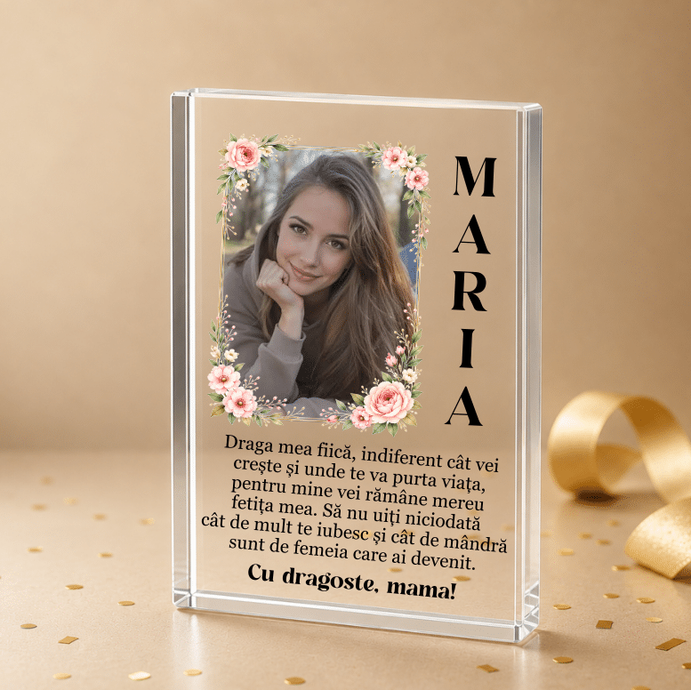Trofeu Sticlă Personalizat, Cadou pentru Fiica de la Mama - imagine 2