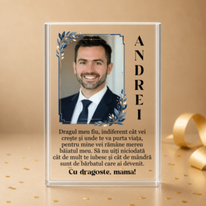 Trofeu Sticlă Personalizat, Cadou pentru Fiu de la Mama