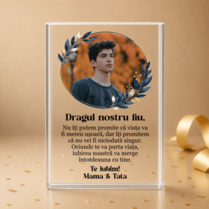 trofeu sticla personalizat cadou pentru fiu de la parinti