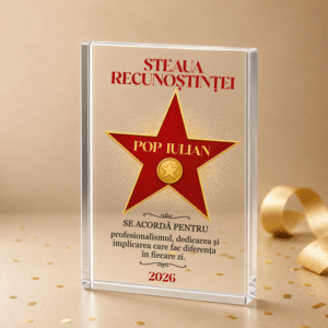 Alternative view of Trofeu Sticlă Personalizat, Steaua Recunostintei, Cadou de apreciere